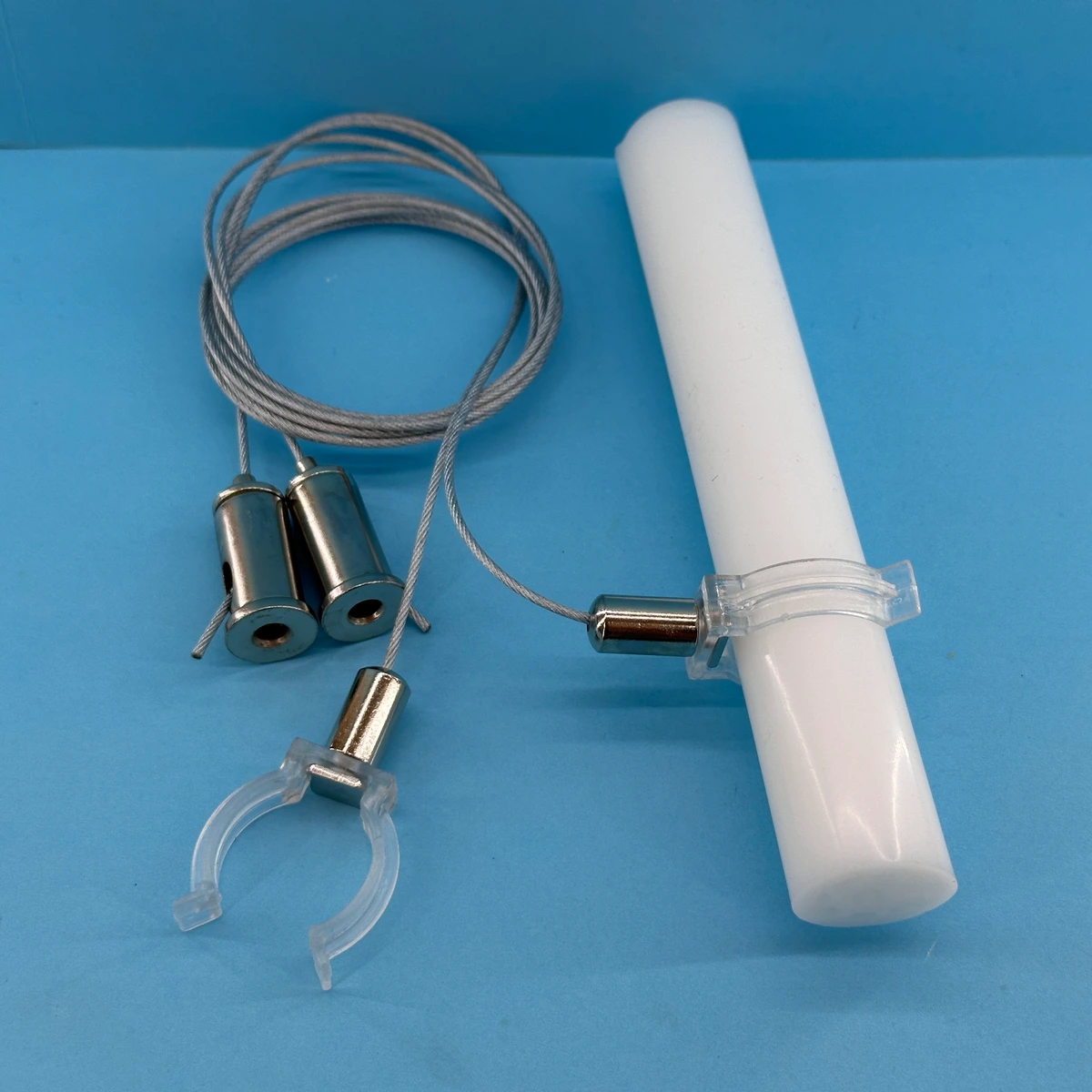 Real suspension wires, clear clips and tube sample