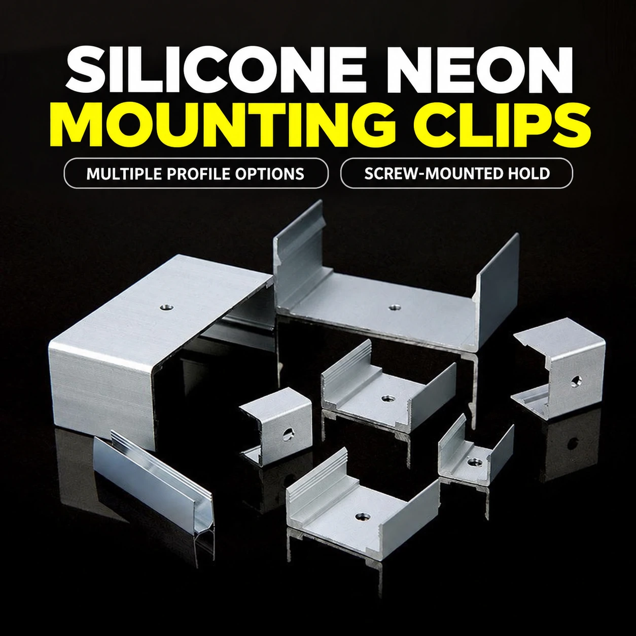 Aluminum mounting clip collection for silicone linear lights