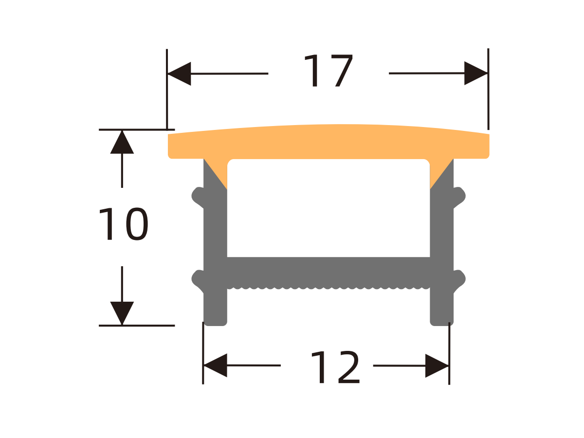 H-type flanged silicone cover 12 × 10 mm · Profile dimensions
