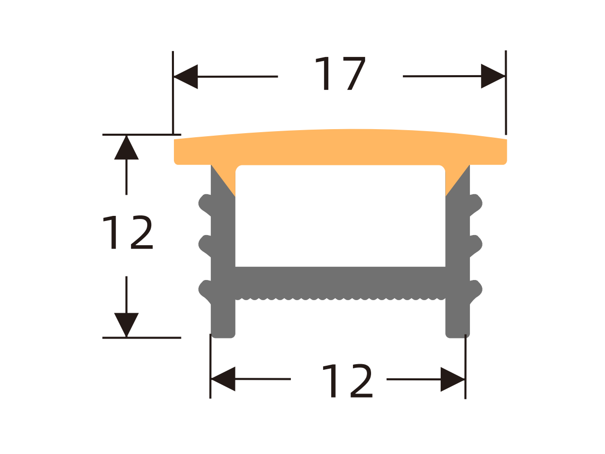 H-type flanged silicone cover 12 × 12 mm · Profile dimensions