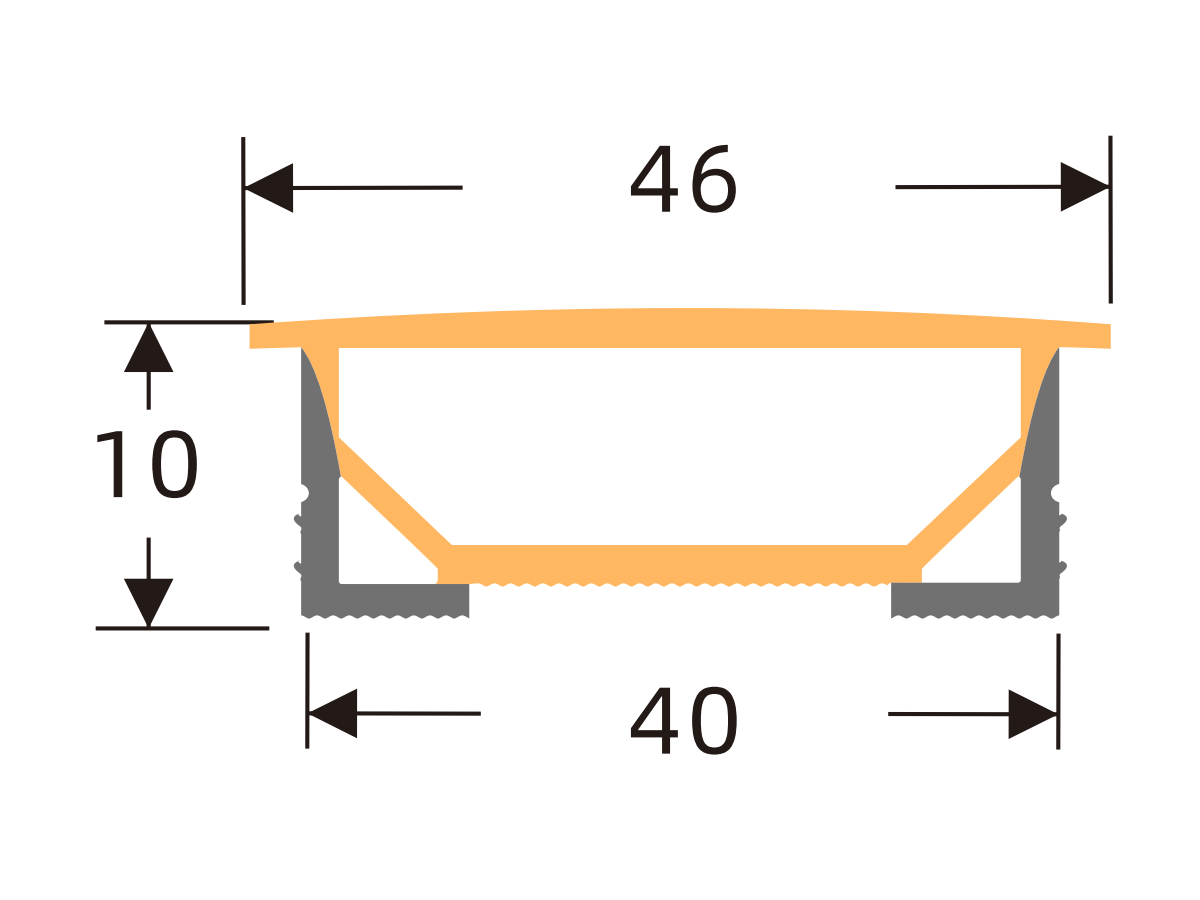 H-type flanged silicone cover 40 × 10 mm · Profile dimensions