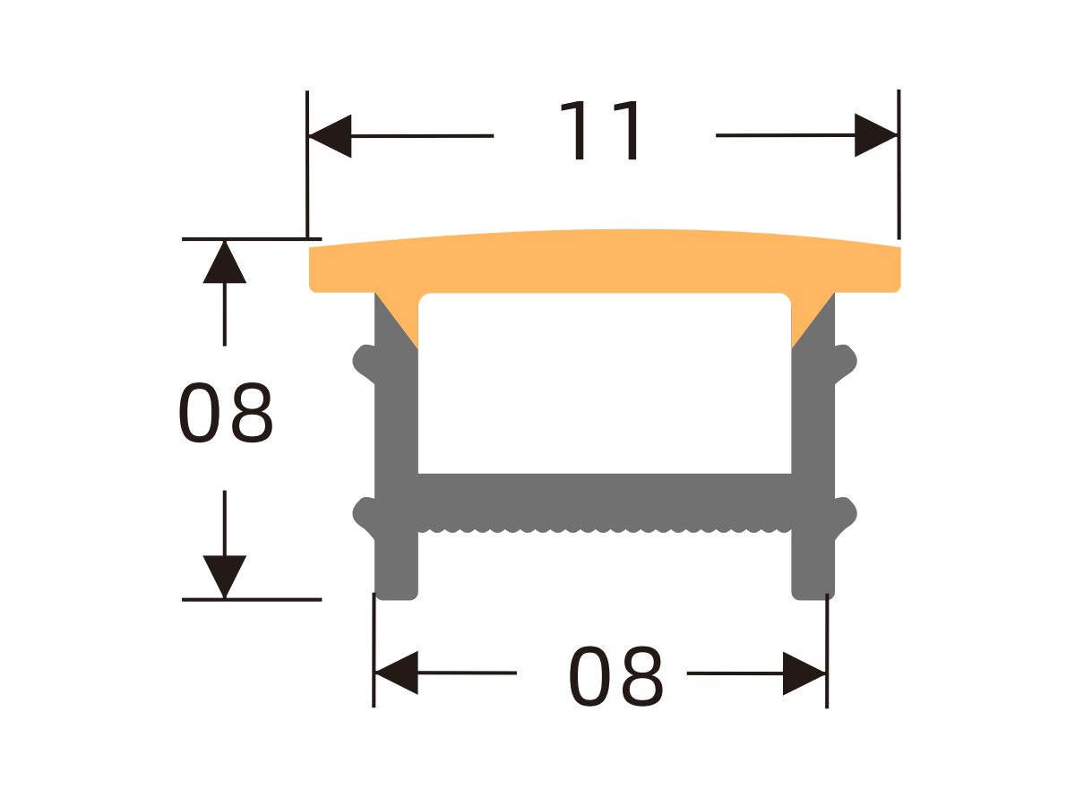 H-type flanged silicone cover 8 × 8 mm · Profile dimensions