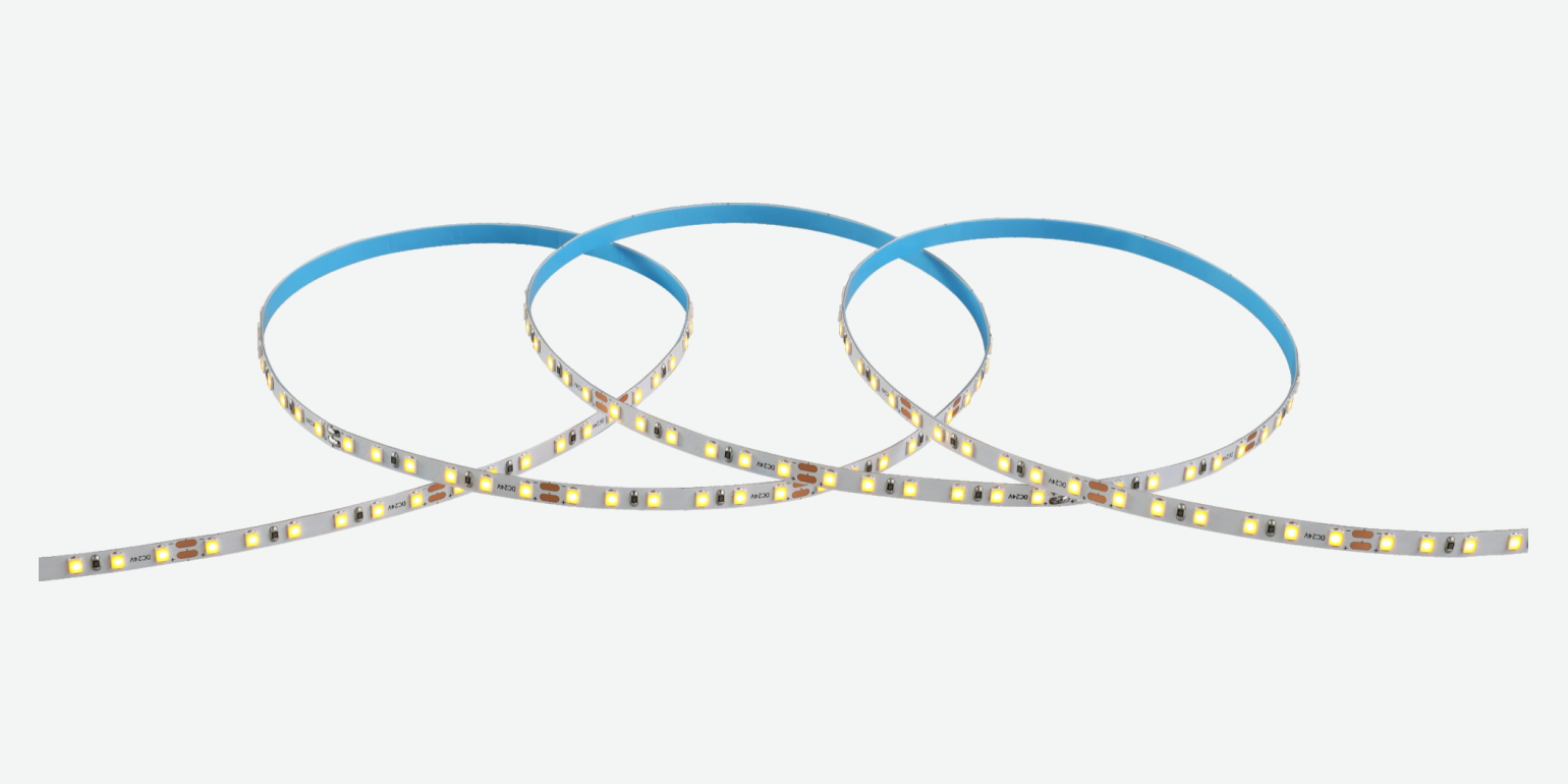 SMD 2835 Single-color LED Strip · 120 LEDs/m · 10 W/m, Narrow 2525 copper PCB — product photograph
